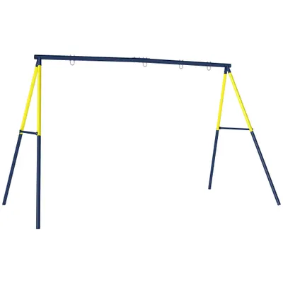 AIYAPLAY Cadru pentru Leagăn de Grădină pentru Copii, Structură din Oțel, Anti-UV, Impermeabil, Suportă 150 kg, cu 4 Cârlige pentru Leagăn Tip Cuib, Leagăn în U, Scară, 260x160x178 cm, Albastru | Aosom Romania