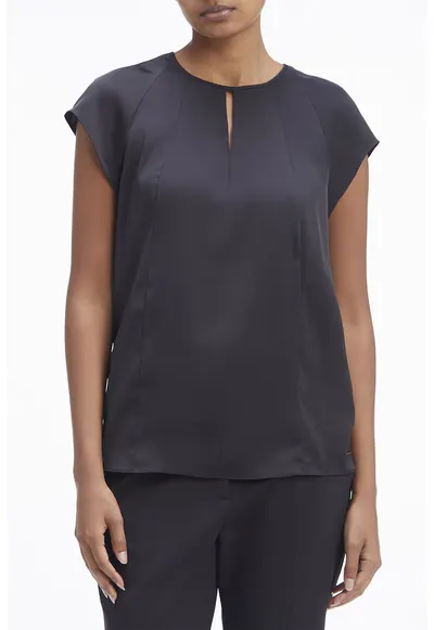 Bluza cu maneci scurte si decupaje - Negru