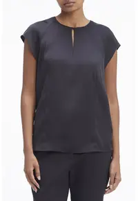 Bluza cu maneci scurte si decupaje - Negru