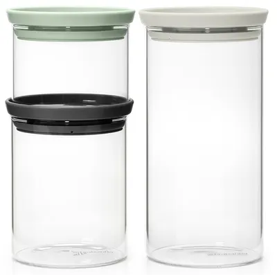 Set de 3 borcane Brabantia - Stackable, gri/verde