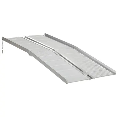 HOMCOM Rampe Mobile pentru Scaune cu Roți și Scutere, Pliabilă, Antiderapantă, Aliaj, Capacitate 272kg, 183x72x5cm, Silver | Aosom Romania