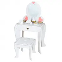 Masuta de Make Up din Lemn Alb cu scaunel si Accesorii