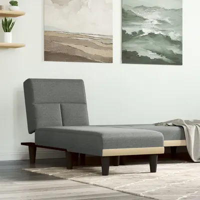 vidaXL Șezlong, gri închis, material textil