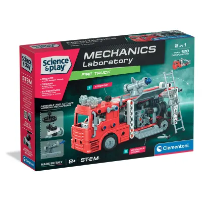 Kit de constructie, Clementoni, Science & Play, Masina de pompieri, 120 piese