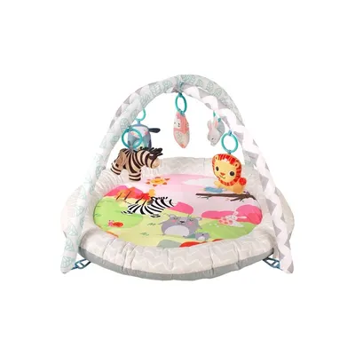 Salteluta interactiva, BabyTrold, Cu sunete si texturi, Contine covoras de joaca, 2 arcade, 5 carlige din plastic, 5 jucarii si 20 de mingi de joaca, 0 luni+, 85x50 cm,Multicolor