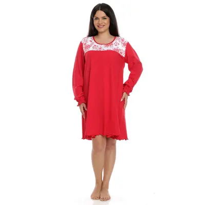 Camasa de noapte dama AI2262 rosu/alb floral, Andana | marimea S