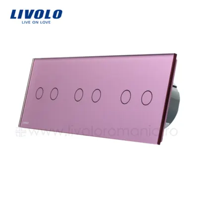 Panou Intrerupator dublu + dublu + dublu Roz