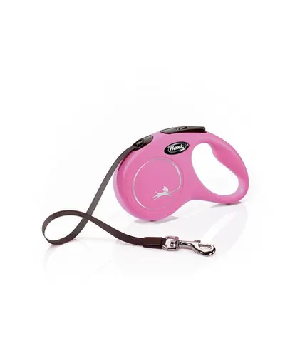 FLEXI Lesă New Classic S bandă 5 m roz S până la 15 kg