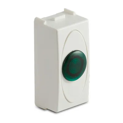 Priza cu lampa lumina verde de usa, 1modul, 220V, alba