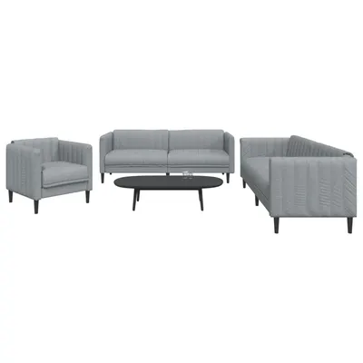 Gossi set de canapele, 3 piese, gri deschis, textil