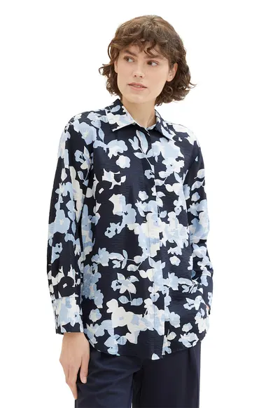 Camasa cu model floral - Bleumarin
