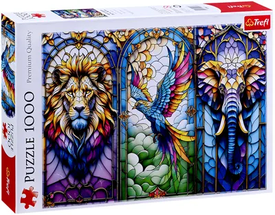 Puzzle Trefl din 1000 de piese - Vitralii cu animale