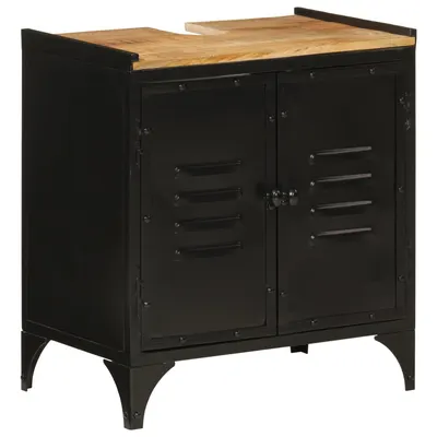 Gossi dulap chiuveta pentru baie 55x35x60 cm fier & lemn masiv mango