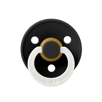 Suzeta fosforescenta din latex cu tetina rotunda pentru +0 luni Colour Glow Black, 1 bucata, Bibs