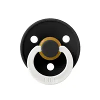 Suzeta fosforescenta din latex cu tetina rotunda pentru +0 luni Colour Glow Black, 1 bucata, Bibs