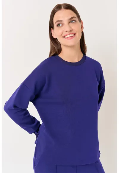Bluza de trening cu maneci cazute - Violet
