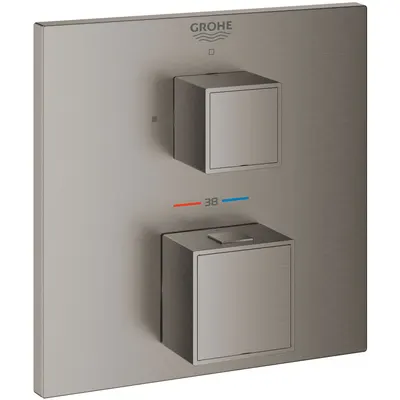 Unitate comanda Grohe Grohtherm Cube 24153AL0, aparenta, termostat, diverter, 1 iesire, necesita set fixare, mat, Hard graphite