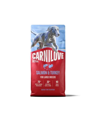 Hrană câini adulți de rasă mare 12 kg CARNILOVE Active Dog Salmon &amp; Turkey Adult Large Breeds somon și curcan