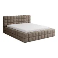 Pat matrimonial maro deschis tapițat cu spațiu de depozitare cu somieră 180x200 cm Dizzle – ELTAP