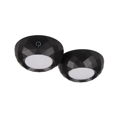 Lumina LED pentru bucatarie/mobilier, set 2 x LED 4000K, intensitate reglabila, 75 x 75 x 33 mm, negru