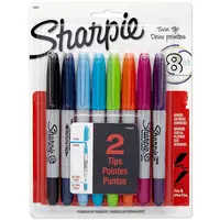 Marker permanent 0.9mm varf rotund, 8culori/set, Sharpie Twin