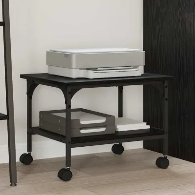 vidaXL Suport pentru imprimantă Stejar Negru 50 x 40 x 38 cm