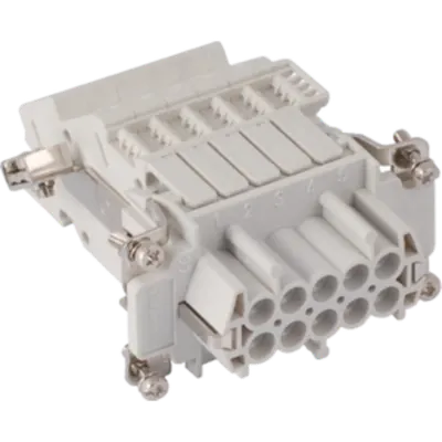 Insert pentru conector Mama - 57X27 - 10P + E 16A 500V / 6kV / 3 - SCREW TERMINAL BLOCK - STÂNGA - GRI