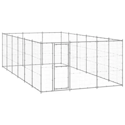 vidaXL Padoc pentru câini de exterior, 21,78 m², oțel galvanizat