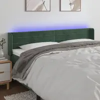 Gossi tablie de pat cu led, verde inchis, 203x16x78/88 cm, catifea