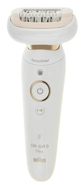 Epilator Braun - SES 9010 3D, 2 viteze, 5 atașamente, alb/auriu
