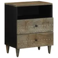Gossi noptiera gri deschis 50x33x60 cm lemn masiv de mango