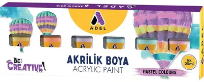 Vopsea acrilică Adel - Culori pastel, 25 ml, 6 culori