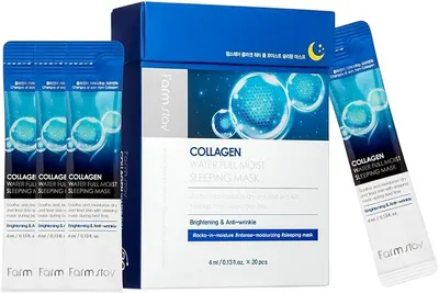 FarmStay Collagen Mască facială de noapte Water Full Moist, 20 buc