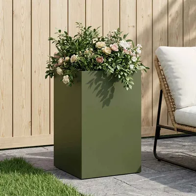 vidaXL Vază pentru Grădină Verde măsliniu 30 x 30 x 50 cm