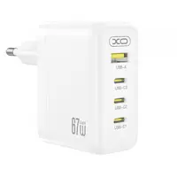 Incarcator Retea XO Design CE39, 67W, 3A, 1 x USB-A - 3 x USB-C, Alb