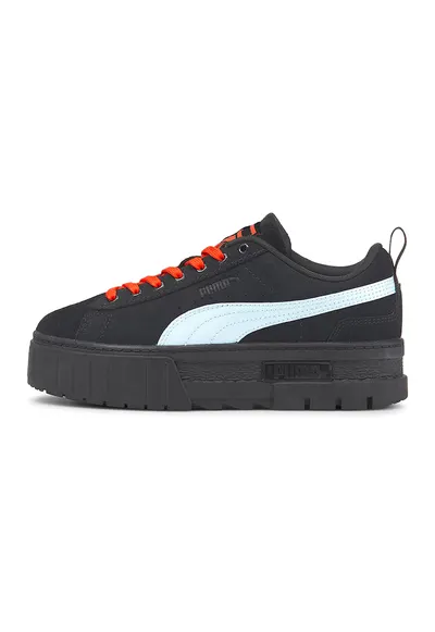 Pantofi sport flatform de piele intoarsa Mayze - Negru/Albastru deschis