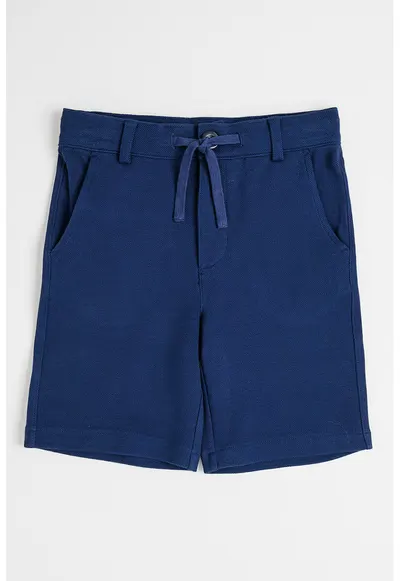 Pantaloni scurti texturati cu talie ajustabila - Bleumarin