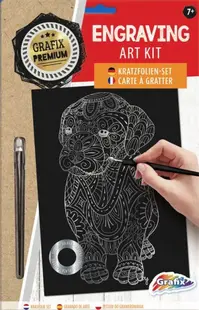 Kit de răzuit Grafix Premium Scratching Kit - Câine, A4, argintiu