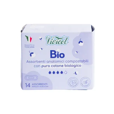 Absorbante de zi fara aripioare din bumbac compostabil 4 picaturi 14buc Vivicot