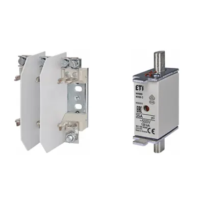 Pachet Protectie Circuit Trifazat: Soclu Siguranta Fuzibila NH00/NH000 3P (M8/M6), Siguranta Fuzibila NH000 gG 35A 500V