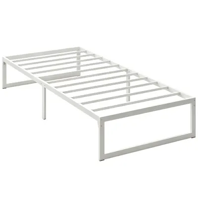HOMCOM Cadru de pat cu spațiu de depozitare și somieră din oțel, 32,5 cm înălțime, silențios, 200 x 90 cm, Alb | Aosom Romania