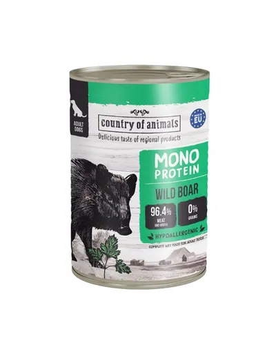 COUNTRY OF ANIMALS hrană umedă monoproteică cu mistreț pentru câini 400 g