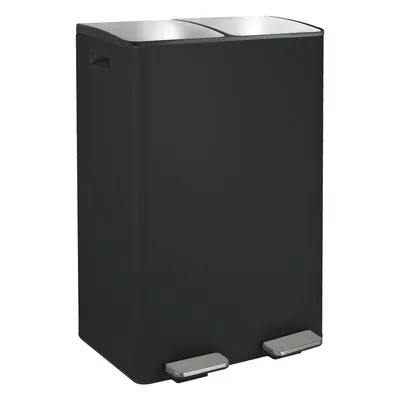 Coș de gunoi negru mat pentru reciclare/cu pedală 2x30 l din oțel Aliya – Spirella