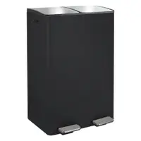 Coș de gunoi negru mat pentru reciclare/cu pedală 2x30 l din oțel Aliya – Spirella