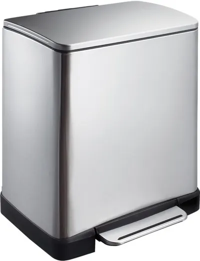 Coș de gunoi pentru colectarea selectivă EKO Europe - E-Cube, 10 + 9 L, crom-mat