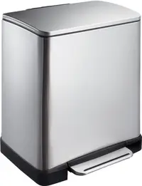 Coș de gunoi pentru colectarea selectivă EKO Europe - E-Cube, 10 + 9 L, crom-mat