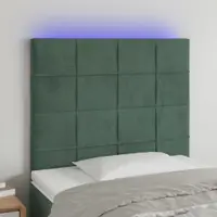 Gossi tablie de pat cu led, verde inchis, 90x5x118/128 cm, catifea