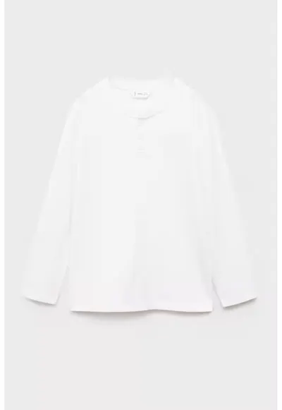 Bluza uni cu fenta cu nasturi - Alb optic