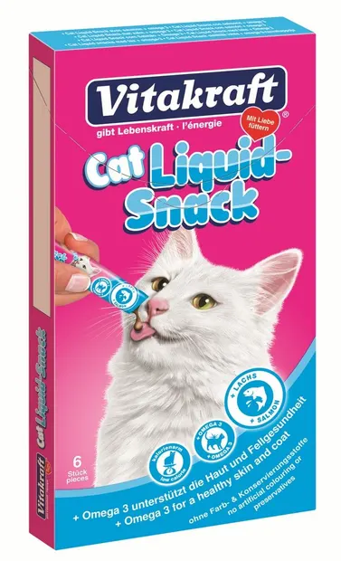 Vitakraft Snacks Pisica Liquid Somon/Omega3 6 X 15 g