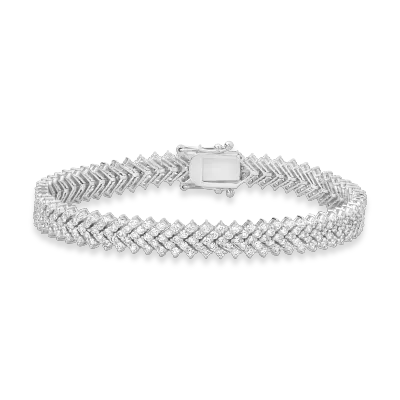 Bratara tennis din aur alb cu diamante de 3.6ct